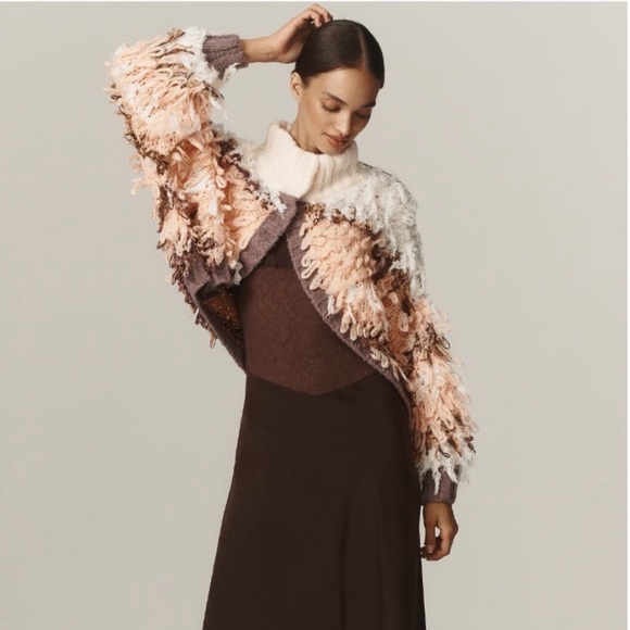 NWT Anthropologie Fringe ‘ Wild Thing’ OVERSIZED Cardigan Sweater XXS/XS - Picture 3 of 15